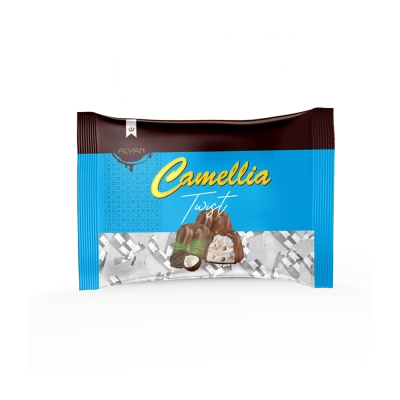 Camellia H.Cevizli Aromalı Krema Dolgulu Pirinç Patlaklı Sütlü Kokolin 1000gr*8(YASTIK POŞET)