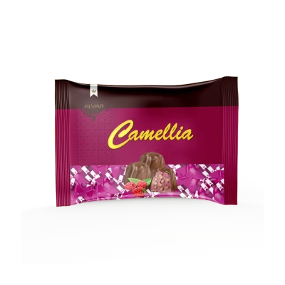 Camellia Twist Frambuaz Aromalı Krema Dolgulu Pirinç Patlaklı Sütlü Kokolin 1000gr*8(YASTIK POŞET)