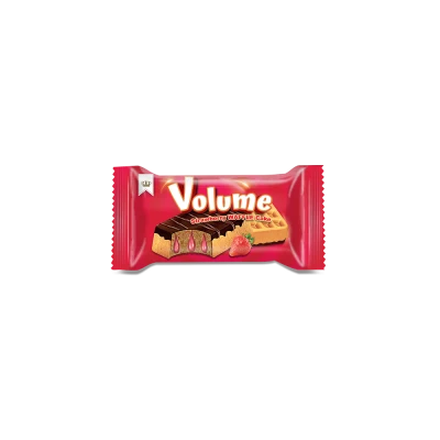 VOLUME Waffle Kakao Kaplamalı Çilek Soslu Kek 40gr*24 Adet  