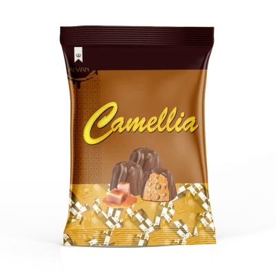 Camellia Karamel Aromalı Krema Dolgulu Pirinç Patlaklı Sütlü Kokolin 500gr*8(YASTIK POŞET)