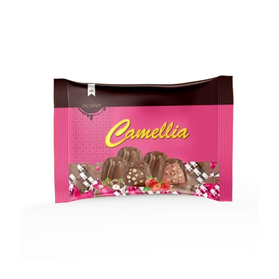 Camellia Fındık & Çilek Aromalı Krema Dolgulu Pirinç Patlaklı Sütlü Kokolin 1000gr*8(YASTIK POŞE